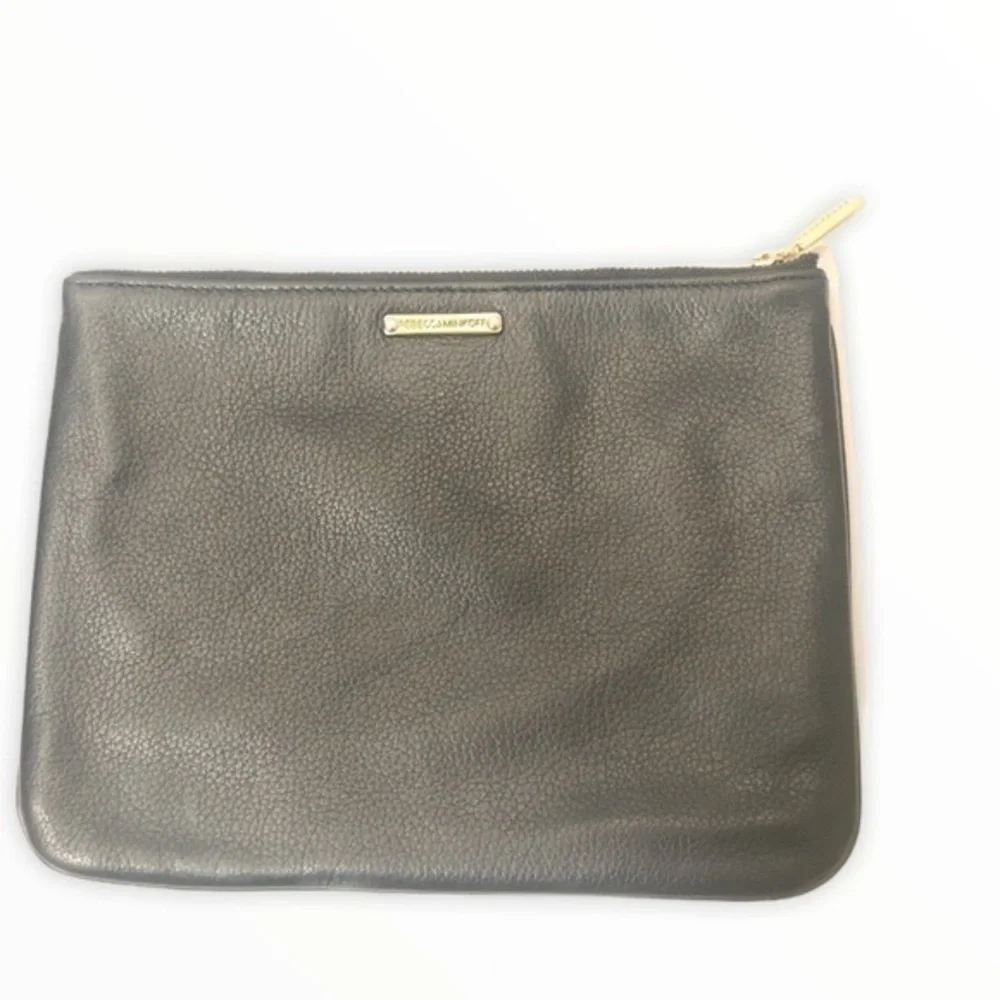 Rebecca MINKOFF black leather cosmetic bag pouch